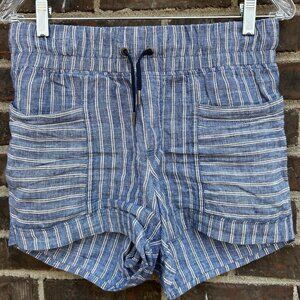 Athleta Linen Cabo Tide Striped Summer Shorts Size 6 Coastal Nautical Preppy